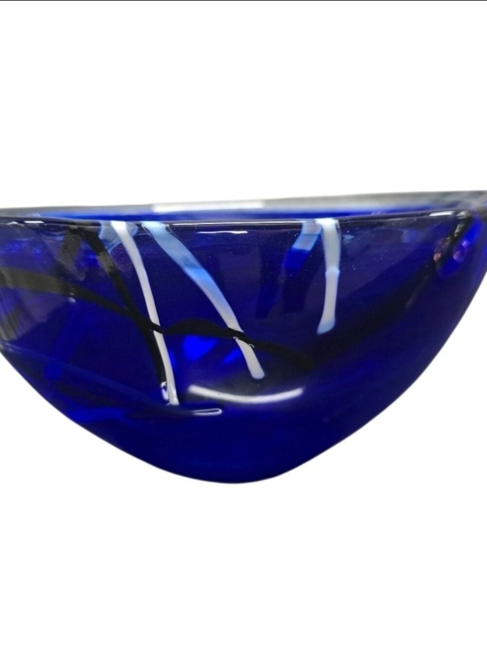 Kosta Boda Cobalt Blue Art Glass Bowl by Anna Ehrner 9" Sweden Signed - Picture 9 of 9